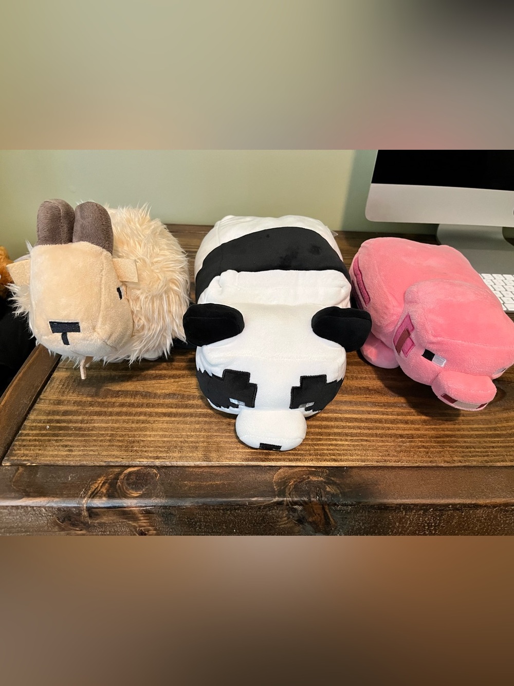 Minecraft Plush Panda, Pig, and sheep.